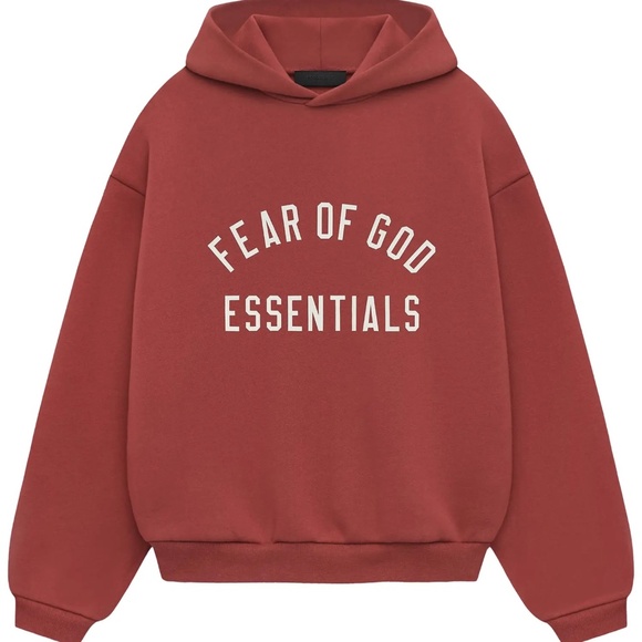 Fear of God Essentials Fleece Hoodie Crimson - Picture 1 of 16